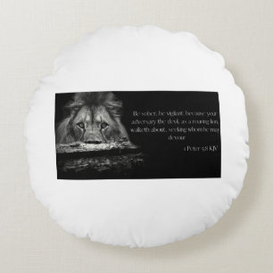 Bijbelse Schrift 1 Petrus 5:8 KJV Rond Kussen