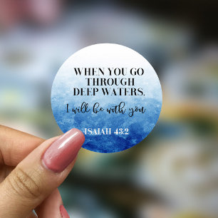 Bijbelse Verse Isaiah Blue Round Sticker