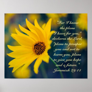 Bijbelse Verse Jeremiah 29:11, Gele Wilde Bloem Poster