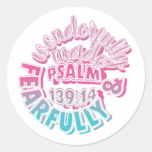 Bijbelstickers - Psalm 139:14 Ronde Sticker