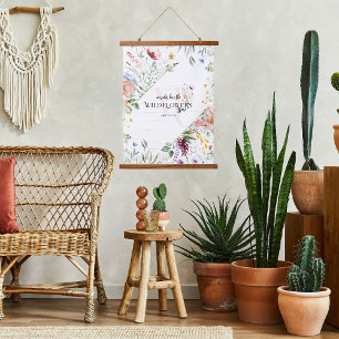 Bijbeltekst met wilde bloem Initiaalmonogram Hangend Wandkleed