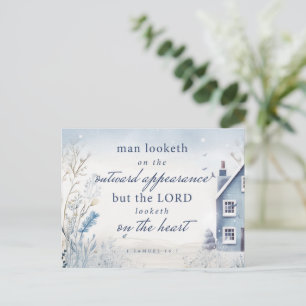 Bijbelvers 1 Samuel 16:7 Blauw Aquarel Briefkaart