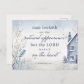 Bijbelvers 1 Samuel 16:7 Blauw Aquarel Briefkaart (Voorkant / Achterkant)