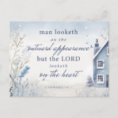 Bijbelvers 1 Samuel 16:7 Blauw Aquarel Briefkaart (Voorkant)