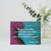 Bijbelvers Ansichtkaart Psalm 34:18 Gebroken Hart Briefkaart (Staand voorkant)