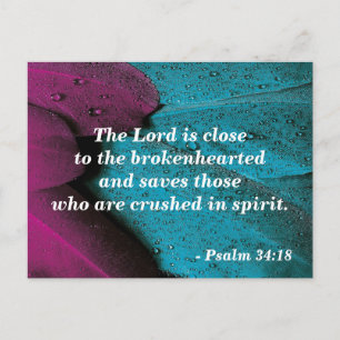 Bijbelvers Ansichtkaart Psalm 34:18 Gebroken Hart Briefkaart