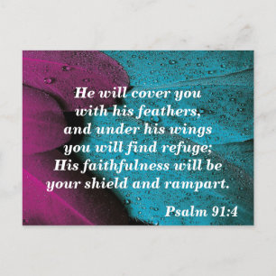 Bijbelvers Ansichtkaart Psalm 91:4 Toevlucht Briefkaart