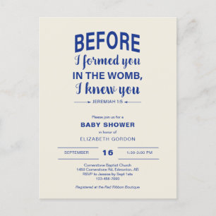 Bijbelvers Baby Shower Voordat ik je vormde in de Briefkaart