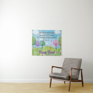 Bijbelvers citeren Baby Girl Nursery Woodland Art Wandkleed