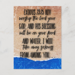 Bijbelvers Exodus 23:25 Ansichtkaart Briefkaart
