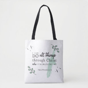Bijbelvers Filippenzen 4:13 Canvas tas