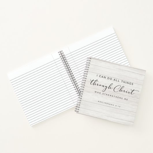 Bijbelvers Filippenzen 4:13 Ik kan alle dingen doe Notitieboek (Binnen)