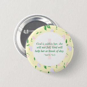 Bijbelvers Gele Lente Waterverf Bloemen Ronde Button 5,7 Cm