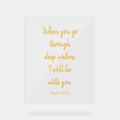 Bijbelvers: God zal met u zijn in goud Acryl Bord (Voorkant)