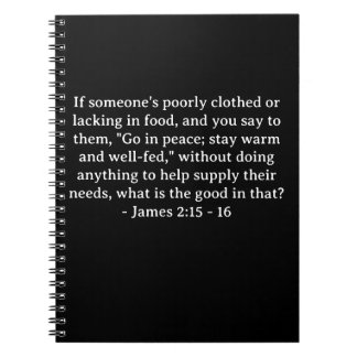 Bijbelvers James 2:15 - 16 Notitieboek