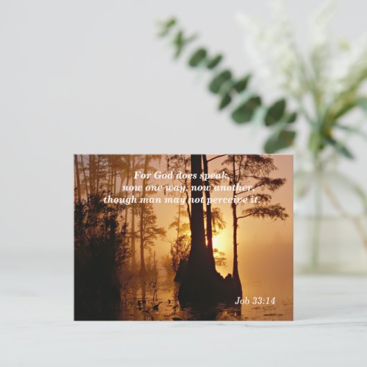 Bijbelvers Job 33:14 God Spreekt Toch Briefkaart (Staand voorkant)