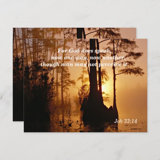 Bijbelvers Job 33:14 God Spreekt Toch Briefkaart (Voorkant / Achterkant)