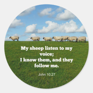 Bijbelvers, Johannes 10:27, Mijn schapen... Ronde Sticker