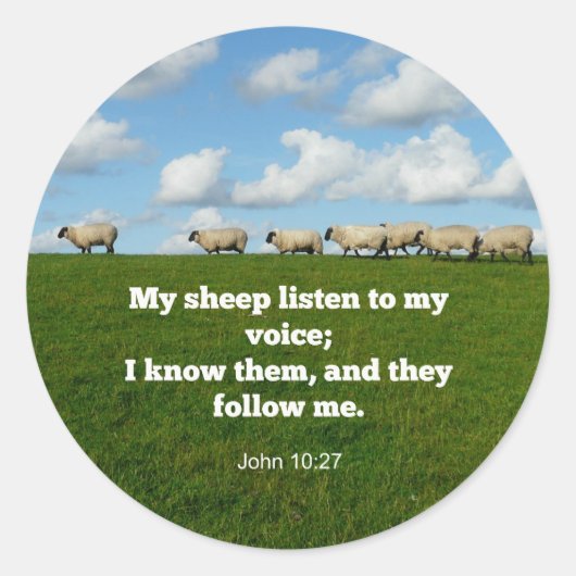 Bijbelvers, Johannes 10:27, Mijn schapen... Ronde Sticker (Voorkant)