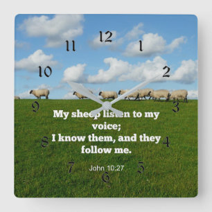 Bijbelvers, Johannes 10:27, schapen, Vierkante Klok