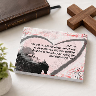 Bijbelvers Johannes 3:16 Grunge Hart Briefkaart