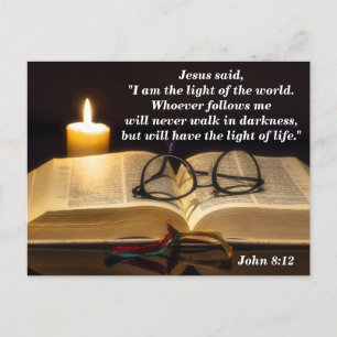Bijbelvers Johannes 8:12 Jezus is het Licht der we Briefkaart