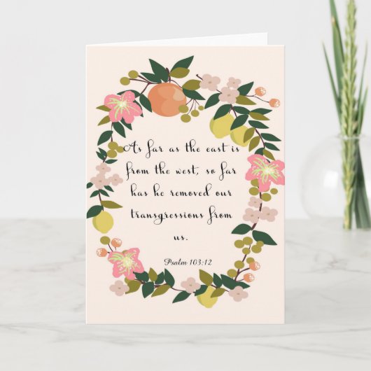Bijbelvers Kunst - Psalm 103:12 Feestdagen Kaart (Voorkant)