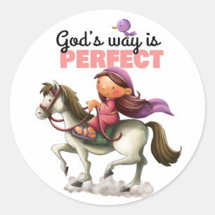 Bijbelvers meisje op de sticker van het paard