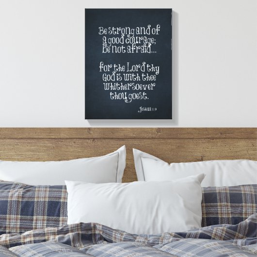 Bijbelvers over kracht en moed Joshua 1.9 Canvas Afdruk (Insitu (Slaapkamer))
