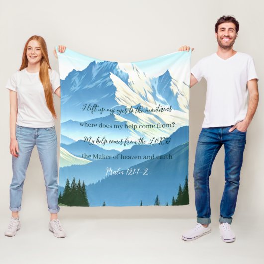 Bijbelvers Psalm 121:1-2 Fleece Deken (In situ)