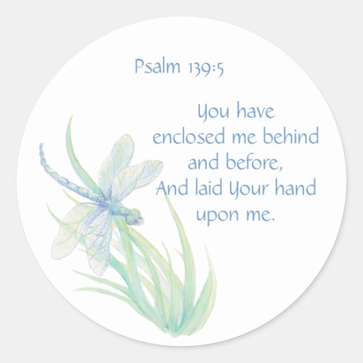 Bijbelvers Psalm 139:5 Drakenvlieg Ronde Sticker (Voorkant)