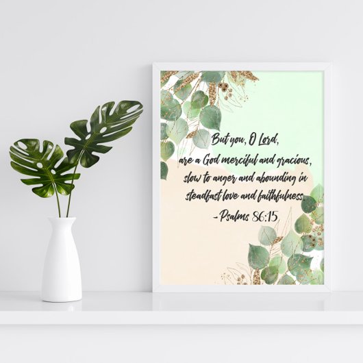 Bijbelvers Psalm Gold Green poster