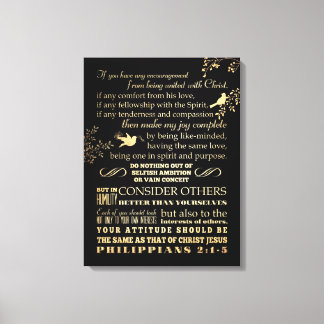 Bijbelvers uit de Schrift - Filippenzen 2: 1-5 Canvas Afdruk