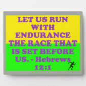 Bijbelvers uit Hebreeuws 12:1. Fotoplaat (Voorkant)