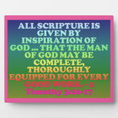 Bijbelvers van 2 Timothy 3:16-17. Fotoplaat (Voorkant)