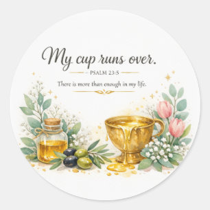 Bijbelvers voor kracht, Psalm 23:5, Joods Ronde Sticker