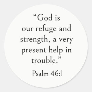 Bijbelvers voor Stress, Psalm 46:1, Modern Eenvoud Ronde Sticker