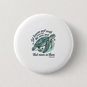 Bijbelvers Zeeschildpad Vintage Gravure Ontwerp_1 Ronde Button 5,7 Cm