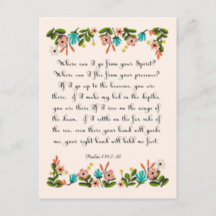 Bijbelverse art - psalm 139:7-10 briefkaart