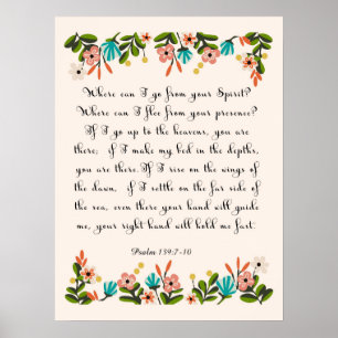 Bijbelverse art - psalm 139:7-10 poster