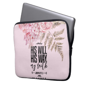 Bijbelverse Floral Pink Blush Electronics Bag Laptop Sleeve