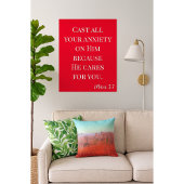 Bijbelverse giet uw angst rood en wit poster