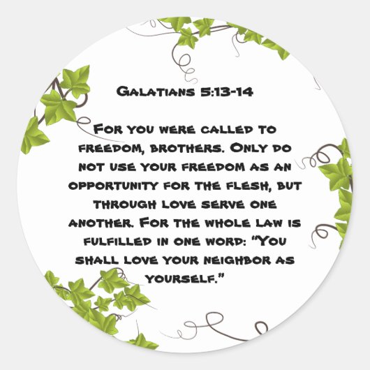 Bijbelverse klassieke ronde sticker (Voorkant)