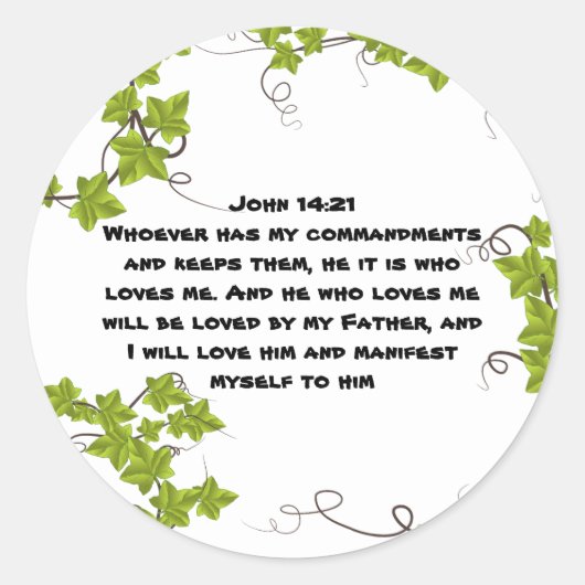 Bijbelverse klassieke ronde sticker (Voorkant)