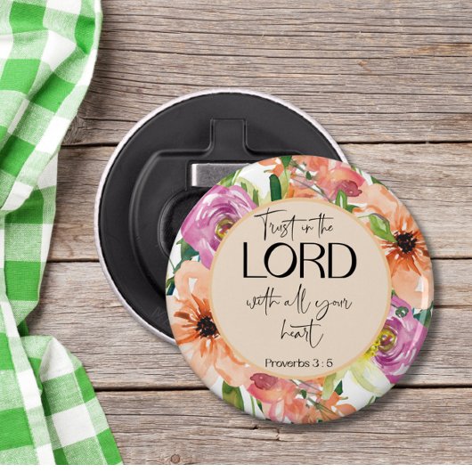 Bijbelverse Proverbs Floral Button Flesopener