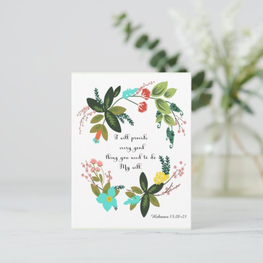 Bijbelversen Art - Hebreeuwen 13:20-21 Briefkaart (Staand voorkant)