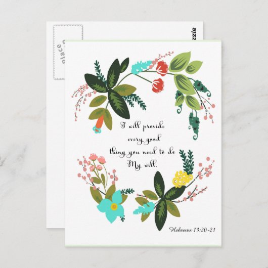 Bijbelversen Art - Hebreeuwen 13:20-21 Briefkaart (Voorkant / Achterkant)