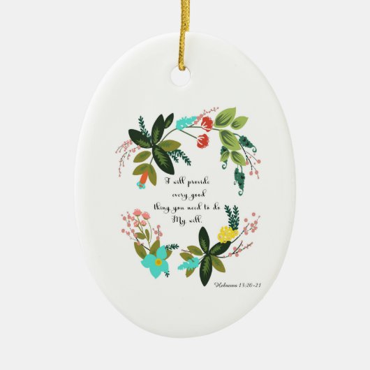 Bijbelversen Art - Hebreeuwen 13:20-21 Keramisch Ornament (Voorkant)