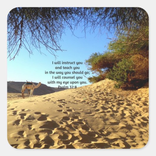 Bijbelversen Inspirerend prijsopgave Psalm 32:8 Vierkante Sticker (Voorkant)