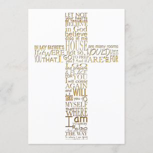 Bijbelversen van John 14 Golden Memorial Service Kaart